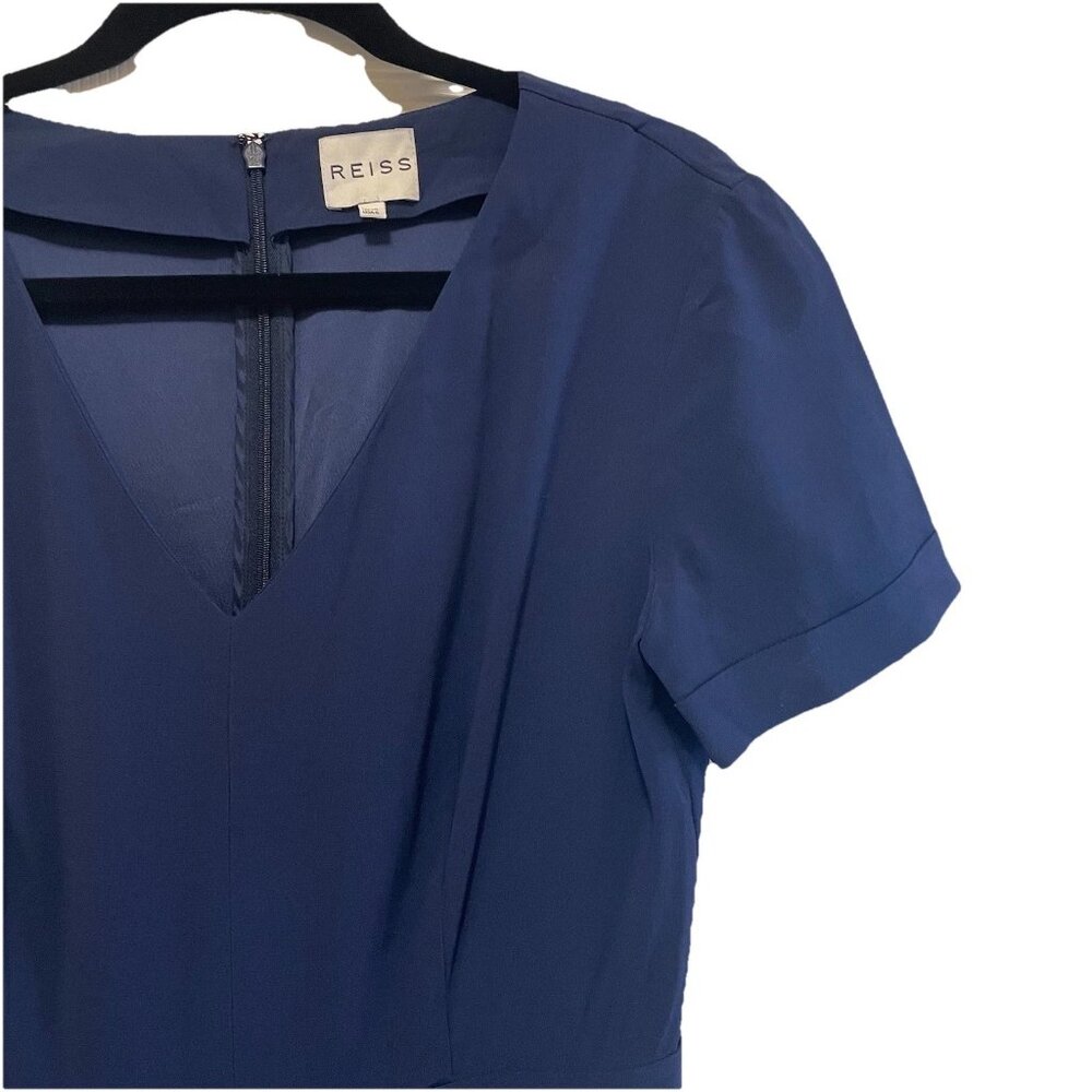 REISS Royal Blue Plum Gray Pleated Elva Dress Sz 6 - Picture 5 of 10